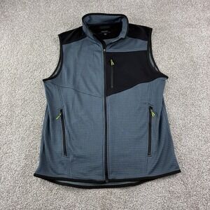 Proof Huckberry Trail Grid Fleece Vest Mens Large Full Zip Blue Waffle Outdoor